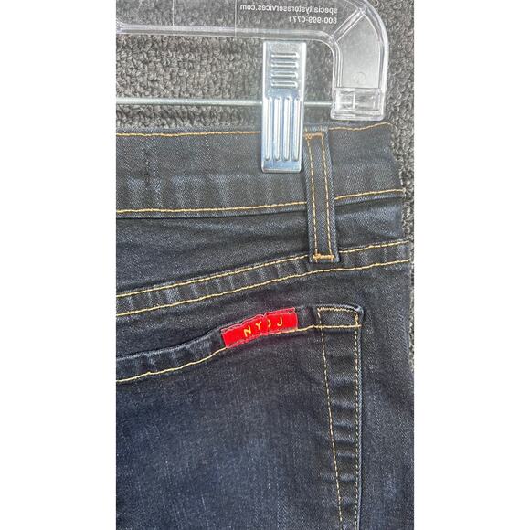 NYDJ Tummy Tuck Straight Jeans Cotton Womens Size 12 Black Denim Mid Rise - Picture 6 of 12
